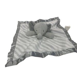 Cloud Island Target Gray White Stripe Elephant Satin Security Baby Blanket